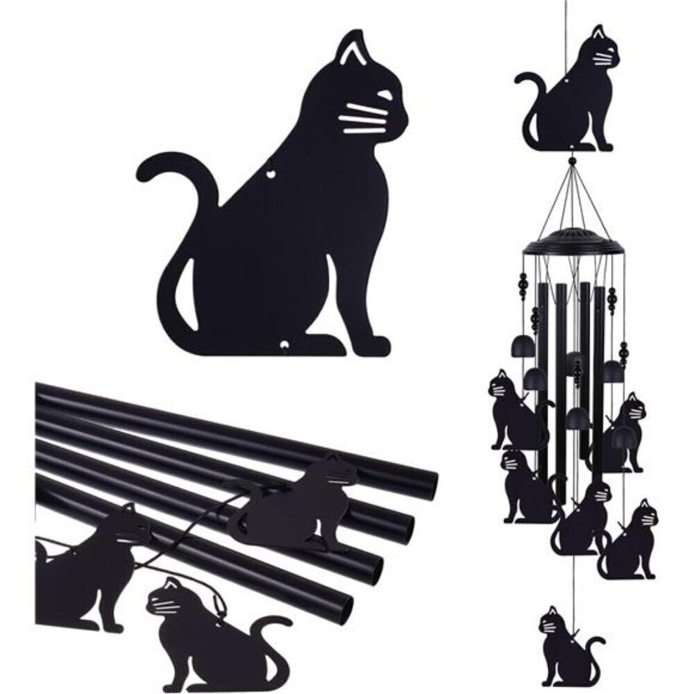 Cat Wind Chimes for Home, Patio, Backyard, Garden Cat Decor, Cats Wind